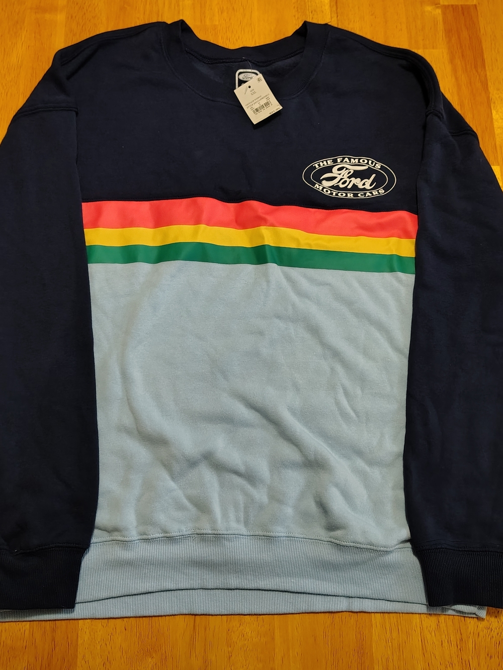 Ford Sweatshirt Women’s XXL Dark Navy Colorblock Retro Hybrid Apparel Official